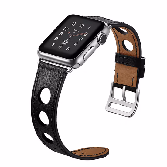 Modisches Design, gute Qualität, 22 mm breites Echtleder-Apple-Watch-Armband