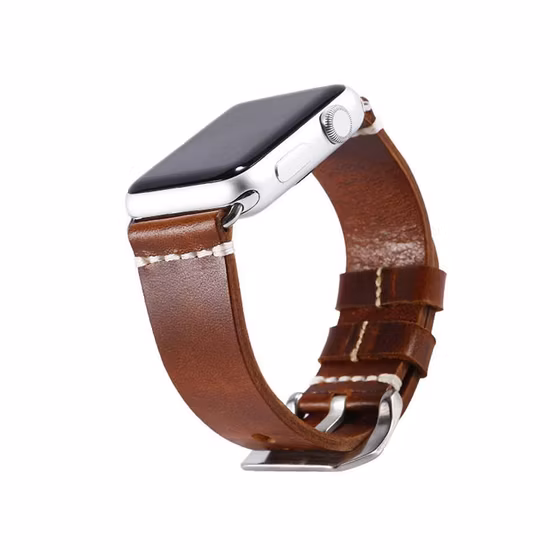 Maßgeschneidertes Uhrenarmband aus braunem Leder, Apple-Watch-Armband