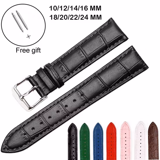 Individuelles Logo-Uhrenzubehör, hochwertiges Korkodilband, echtes Lederarmband für Herren- und Damen-Armbanduhr